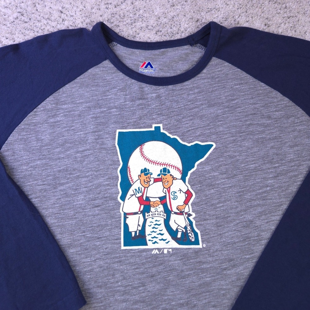 Minnesota Twins Shirt Mens 2XLT Raglan Baseball Tee Majestic Twin Cities Logo - Picture 1 of 8